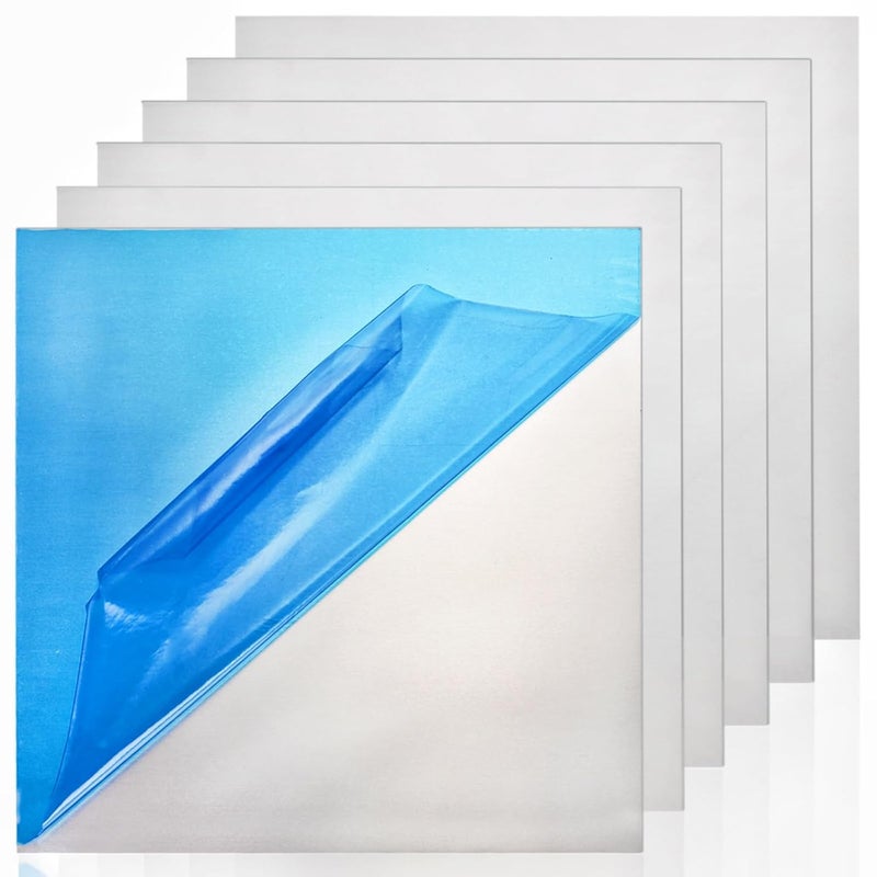 Tlence 6 Pack 5052 Aluminum Sheet, 12" x 12" x 1/64" (0.02") Inch Metal Plain Aluminum Plate, 0.5mm Panel Covered with Protective Film, Heat Treatable Aluminum Flat for Industry Crafting - Image 1